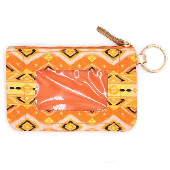 Orange Yellow Southwest Aztec Card ID Holder Keyring Keychain Lanyard - Picture 2 of 4